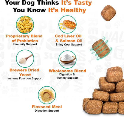 Doggie Dailies Probiotics for Dogs – Advanced Dog Probiotics with Prebiotics – Promotes Digestive Health – Supports Immune System (Pumpkin) 225 Soft Chews