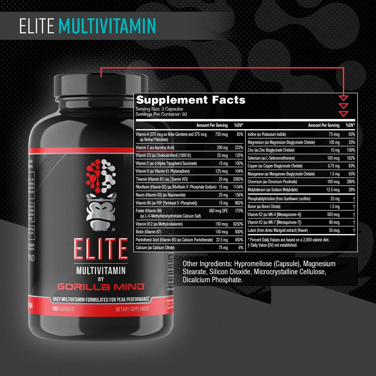 Gorilla Mind Elite Multivitamin (180 Capsules) – Daily Multivitamin for Peak Performance - görsel 2