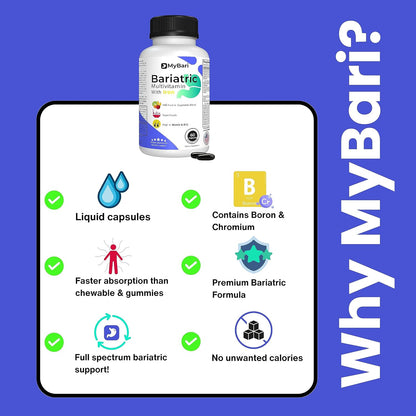 MyBari All-in-One Bariatric Multivitamin with Iron - 60 Liquid Capsules