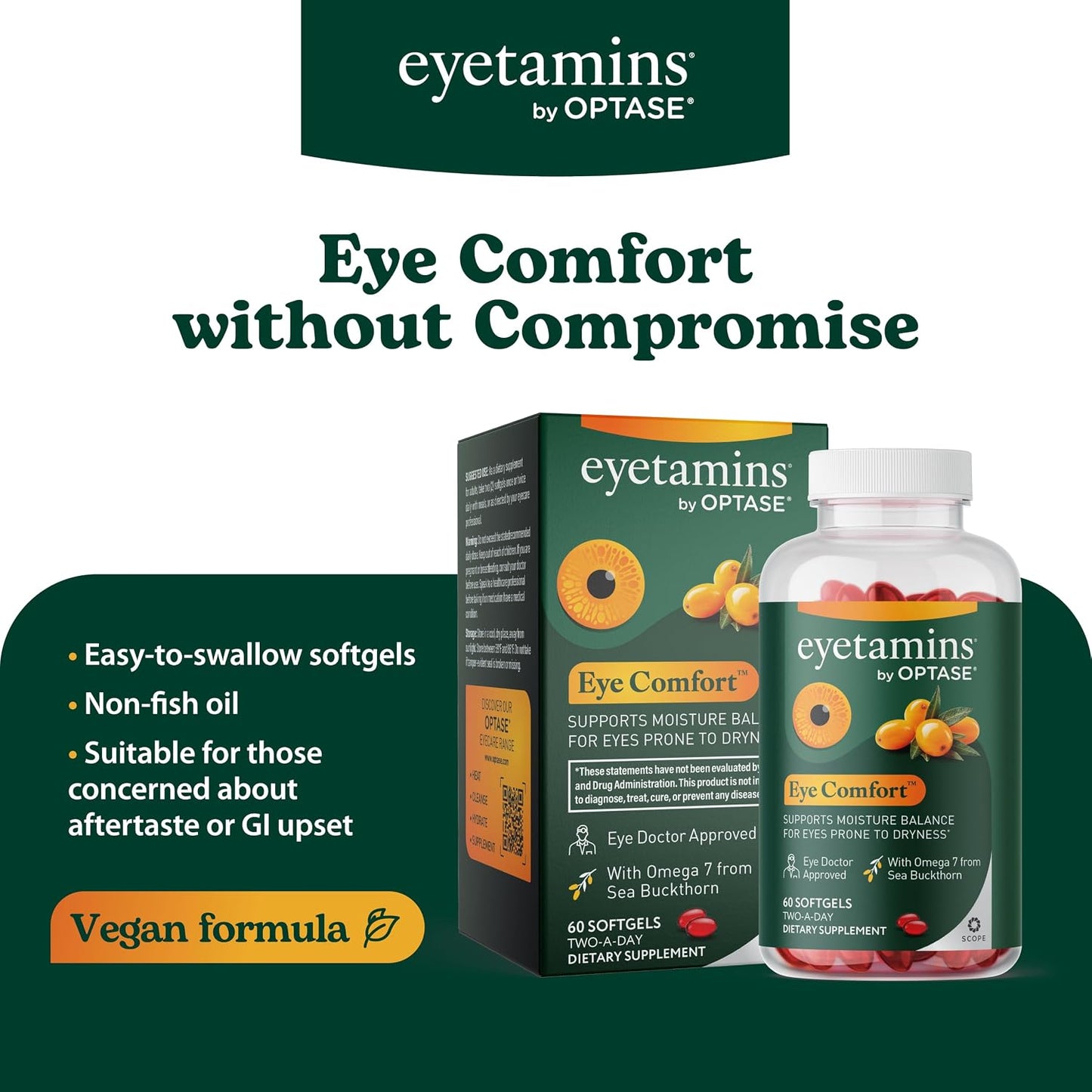 eyetamins Eye Comfort - Omega-7 Supplement with Sea Buckthorn Oil - 60 Softgels - görsel 6