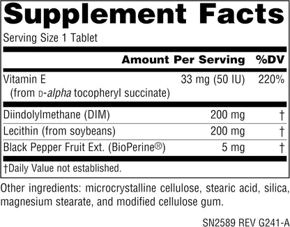 Source Naturals DIM, Diindolylmethane 200mg with BioPerine and Vitamin E - 60 Tablets