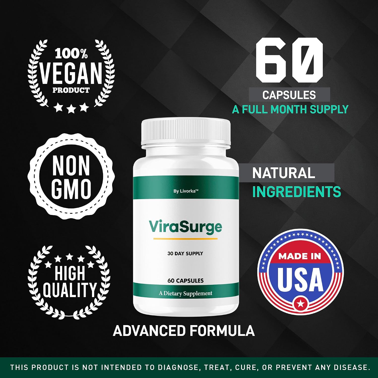 (2 Pack) ViraSurge Pills for Men – All Natural Premium Food Supplement, 120 Capsules - görsel 4
