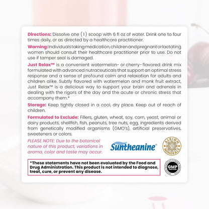 Pure Therapro Rx Just Relax Cherry - 60 Servings | Promotes Relaxed Mood & Healthy Blood Pressure | Myo-inositol, Di-Magnesium Malate, GABA, Taurine, & L-Theanine