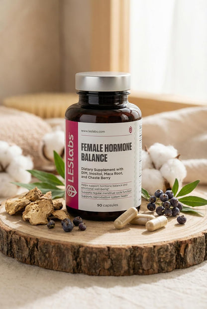 LES Labs Female Hormone Balance Supplement - Hormone Support for Women with Inositol, DIM, Vitex, Chaste Tree, Vitamin B6 and Folate, Menstrual Cycle and Fertility Support, 90 Capsules, Non-GMO