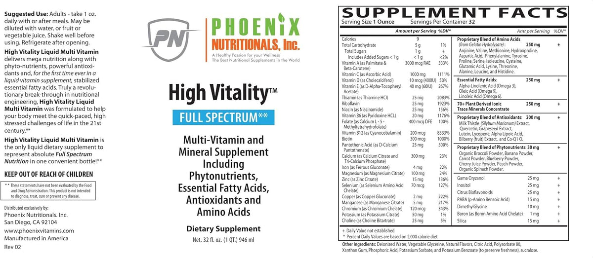 PHOENIX NUTRITIONALS Inc Multivitamin and Mineral Formula with 136 Nutrients - görsel 2