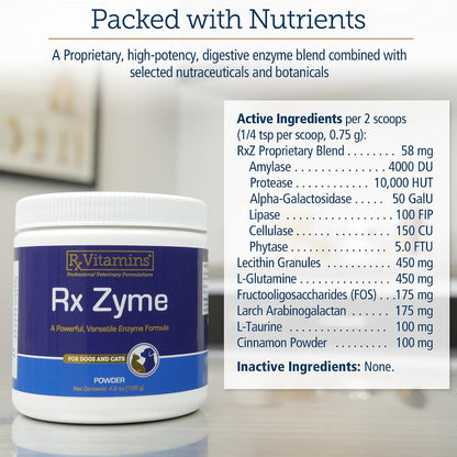 Rx Vitamins Rx Zyme Powder - Digestive Enzymes for Dogs and Cats (120g)