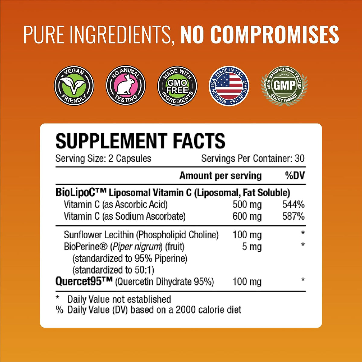 Approved Science Liposomal Vitamin C with Quercetin – 1100 mg – 60 Capsules - görsel 4