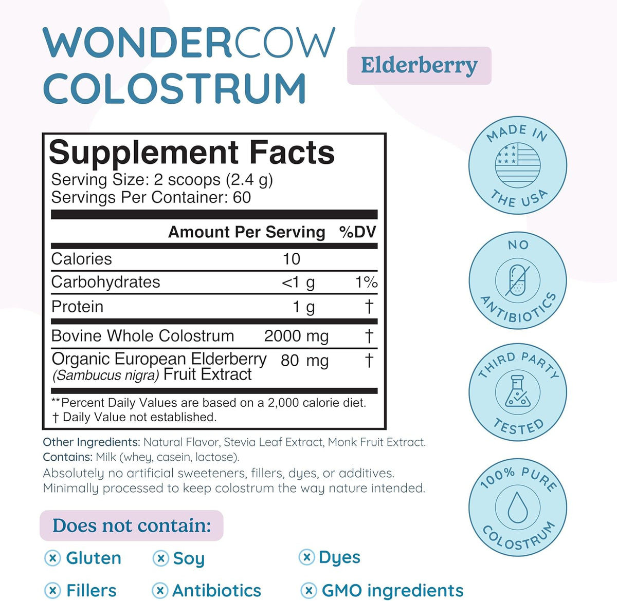 WONDERCOW Colostrum Supplement Powder – Gut Health and Immune Support, Elderberry, 60 Servings - görsel 10