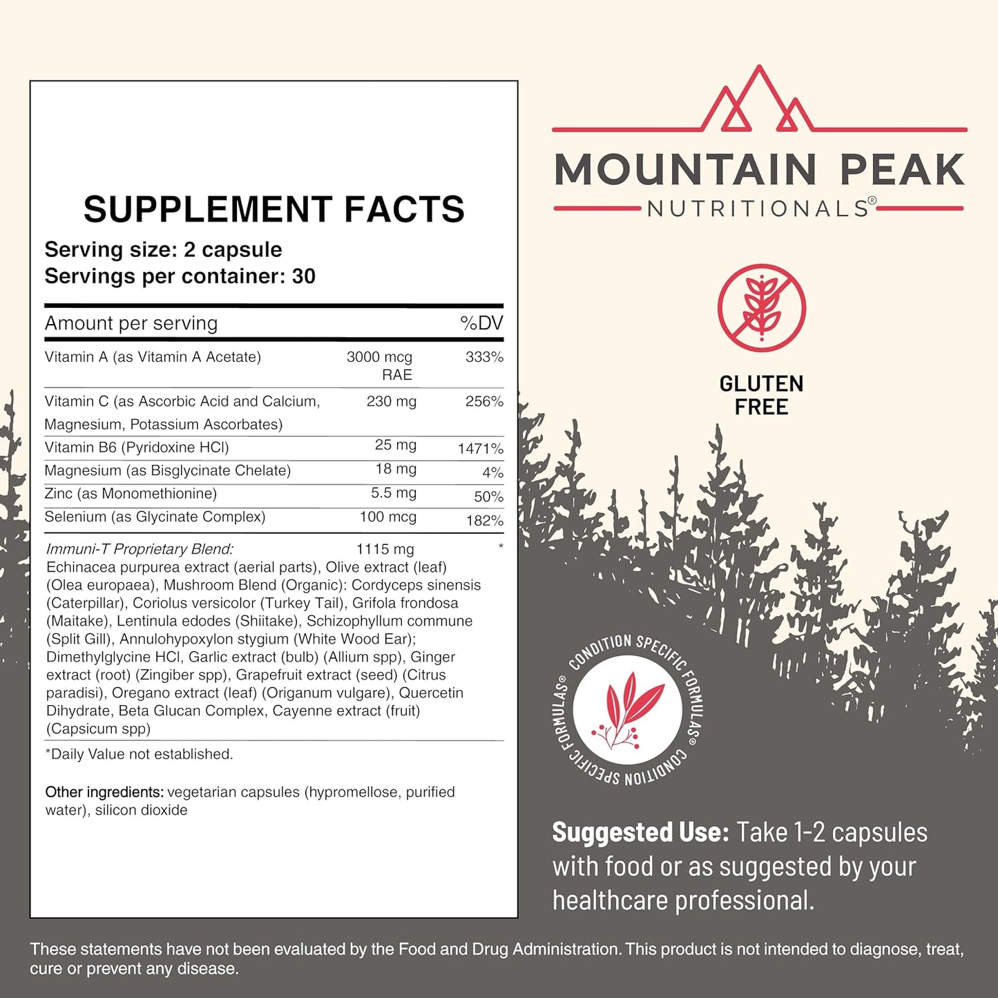 Mountain Peak Nutritionals Immuni-T Advanced Immune Support Supplement - 4-in-1 Formula with Vitamin C, A, Zinc, & Mushroom Blend - Daily Wellness & Seasonal Defence (60 Vegetarian Capsules) - görsel 4