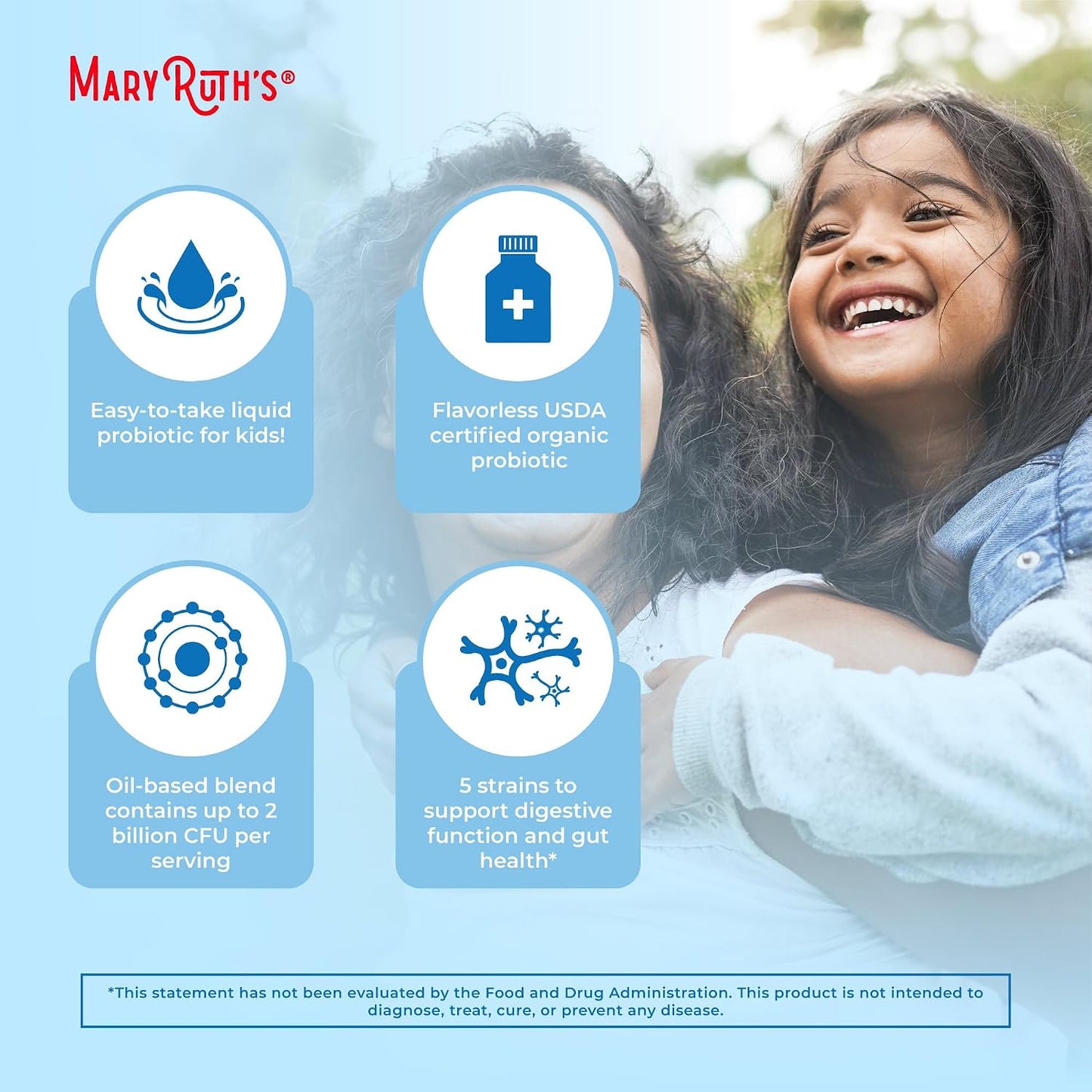 MARYRUTH'S Organics Children's Probiotic Liquid Drops - USDA Organic Probiotic for Digestive Health & Immune Support - Ages 4+ - Vegan, Non-GMO - 30 ml - görsel 6