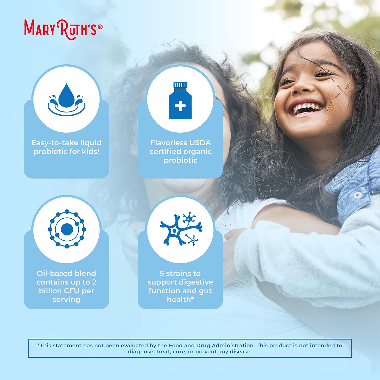 MARYRUTH'S Organics Children's Probiotic Liquid Drops - USDA Organic Probiotic for Digestive Health & Immune Support - Ages 4+ - Vegan, Non-GMO - 30 ml - görsel 6