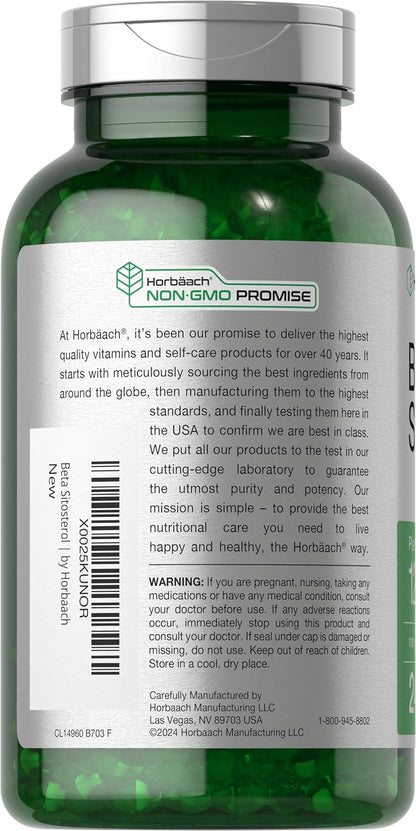 Horbäach Beta Sitosterol 1200 mg, 240 Soft gel capsule Capsules, Plant Sterols Complex, Non-GMO, Gluten-free Supplement