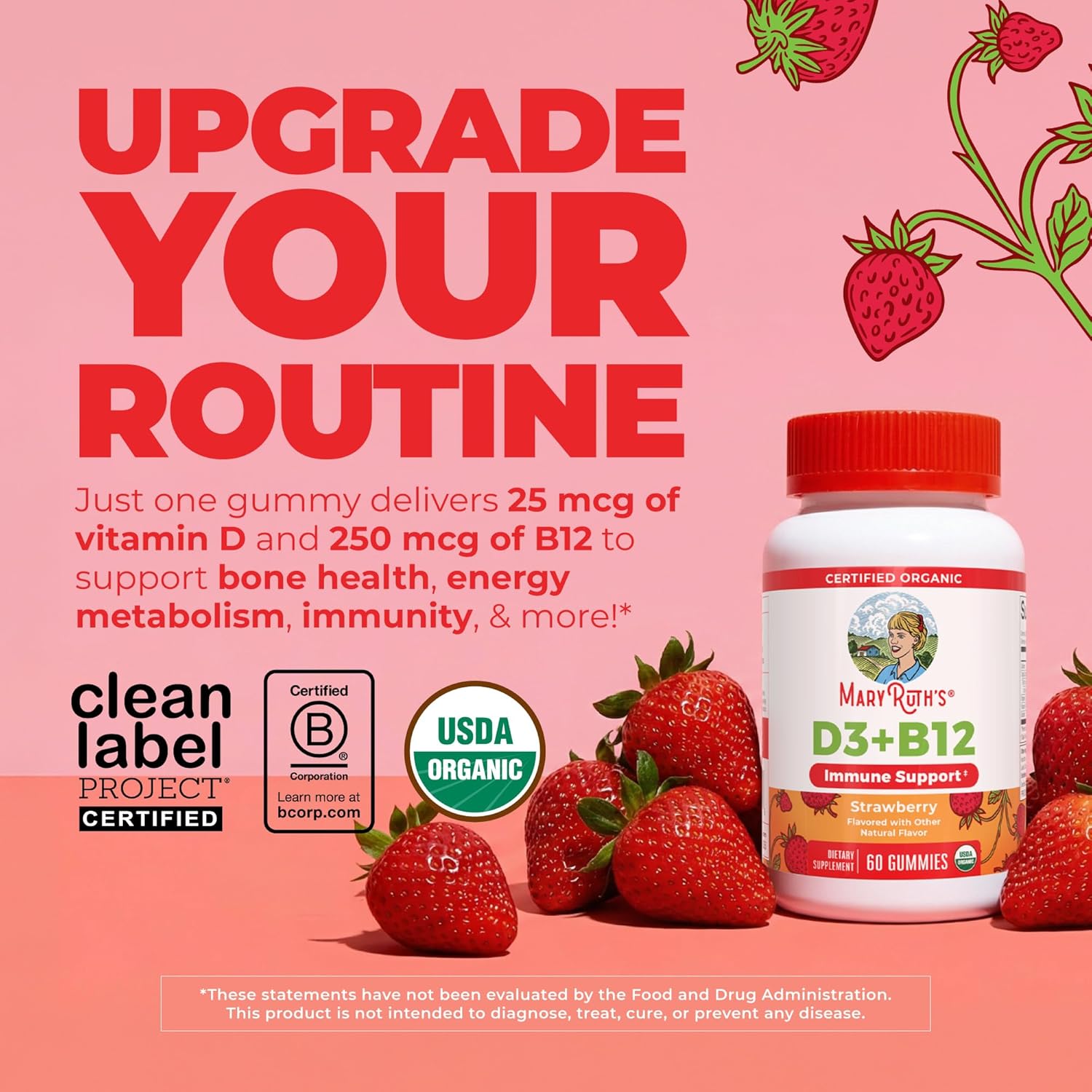 MaryRuth's Organic Vitamin D3 + B12 Gummies - 60 Gummies - görsel 3