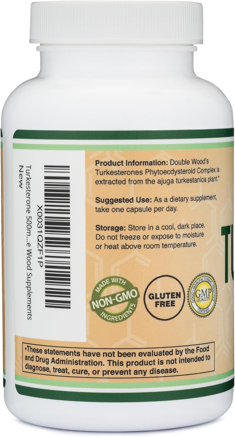 Turkesterone Supplement 500mg, 120 Capsules – Ajuga Turkestanica Extract (10% Turkesterone) for Men's Health Support by Double Wood - görsel 6