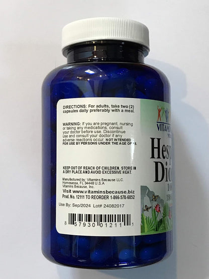Hesperidin Diosmin 180 Capsules (50mg/450mg) - Non-GMO, Gluten-Free