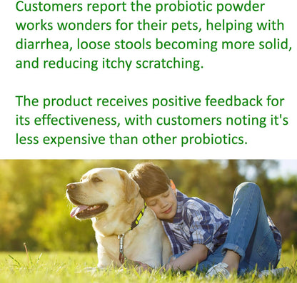 TummyWorks Probiotics for Dogs and Cats. 160 Scoops Probiotic Powder for Digestive Health, Gut, Immunity, Energy, Skin & Coat. 10 Strains, 5 Billion CFUs with 6 Enzymes & Prebiotics. Made in USA.