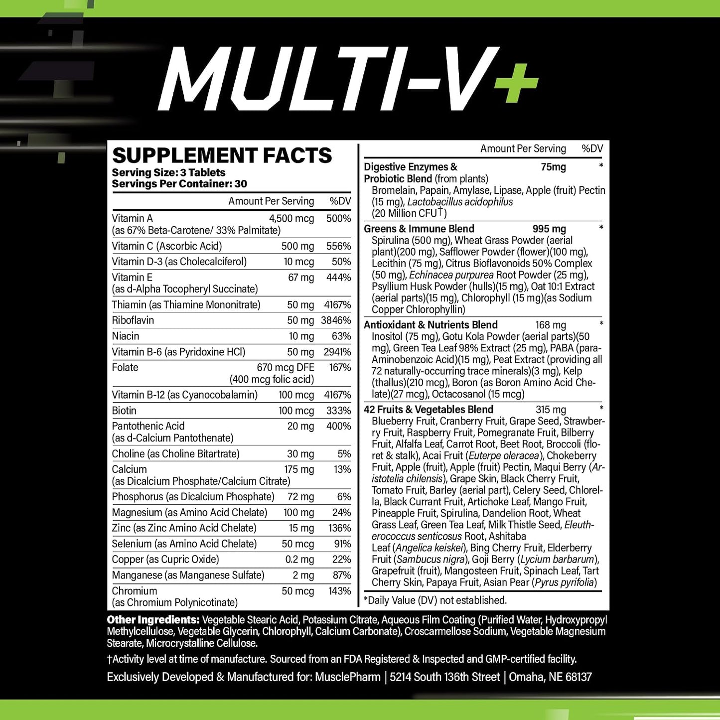 Muscle Pharm Essentials Multi-V+ – Daily Multivitamin for Men & Women (90 Tablets) - görsel 3