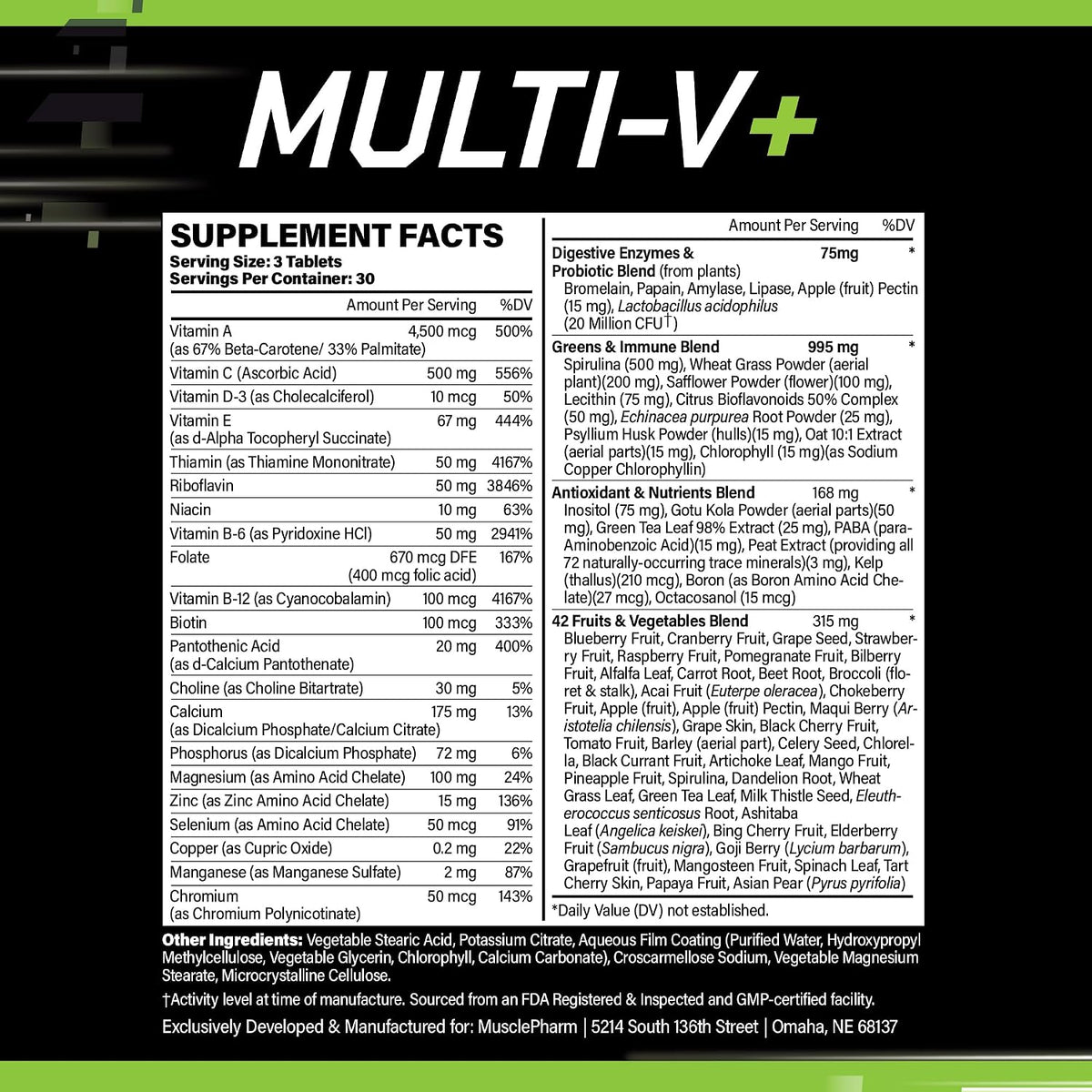 Muscle Pharm Essentials Multi-V+ – Daily Multivitamin for Men & Women (90 Tablets) - görsel 3