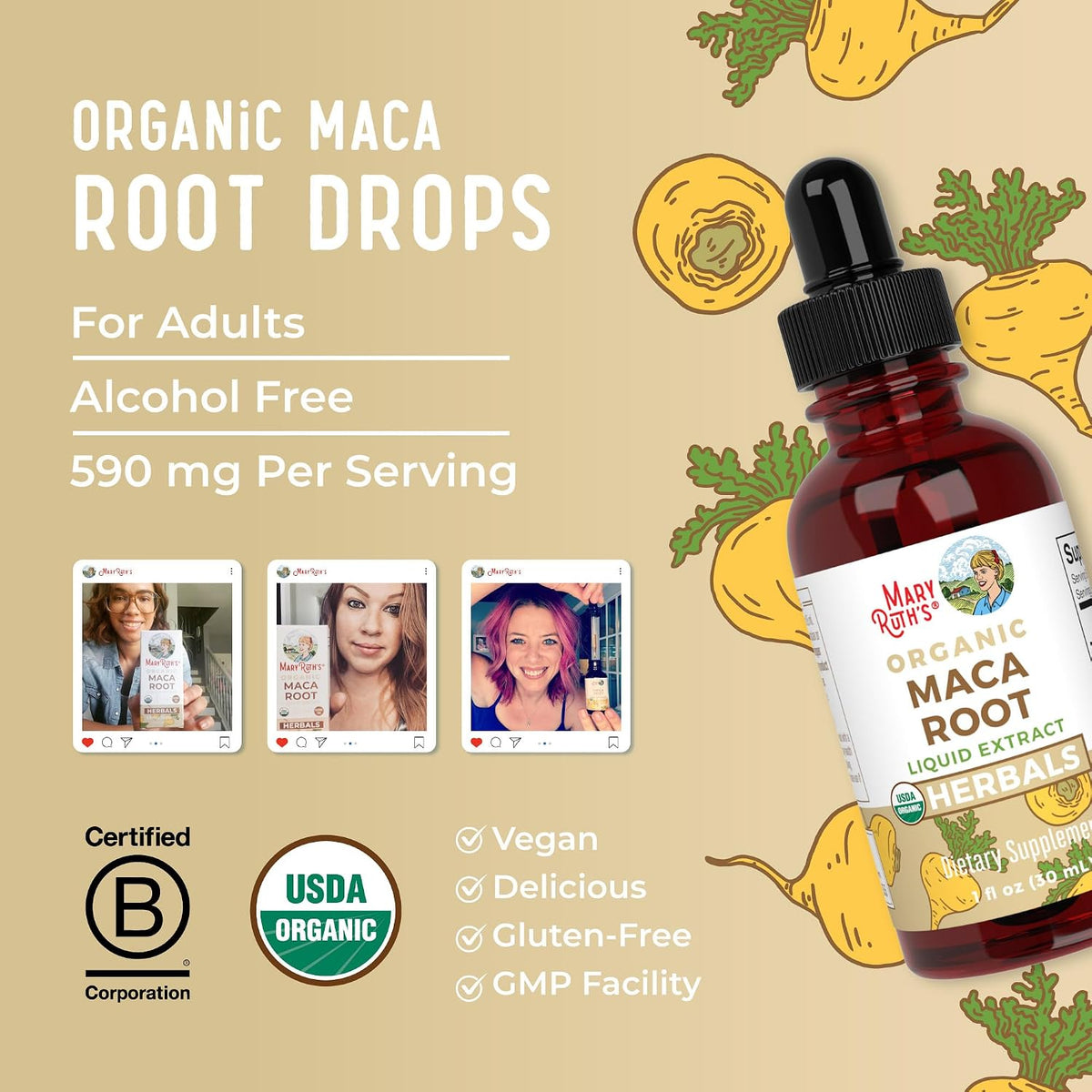 MaryRuth's USDA Organic Maca Root Liquid Drops, 30 ml - görsel 9
