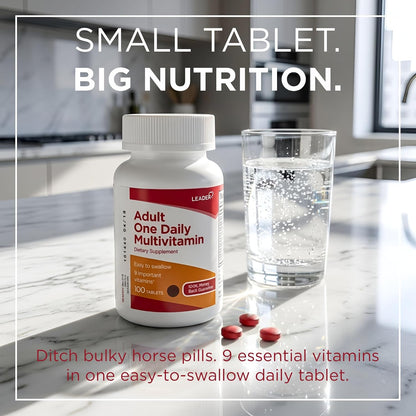Leader One Daily Multivitamin Tablets 100 Count Essential Nutrients for Adults
