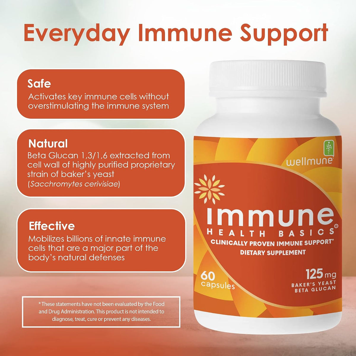 Immune Health Basics Ultra Strength Immunity - Wellmune Beta Glucan 125 mg - 60 Capsules - görsel 4