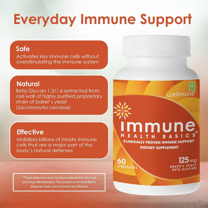 Immune Health Basics Ultra Strength Immunity - Wellmune Beta Glucan 125 mg - 60 Capsules