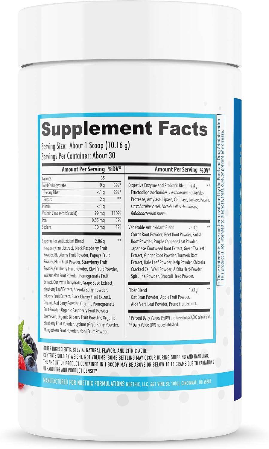 NuEthix Formulations Gourmet Greens Drink Powder – Berry Flavour, 30 Servings - görsel 2