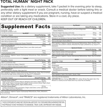 ONNIT Total Human Daily Multivitamin Packs – Day and Night Support for Men and Women, 30-Day Supply