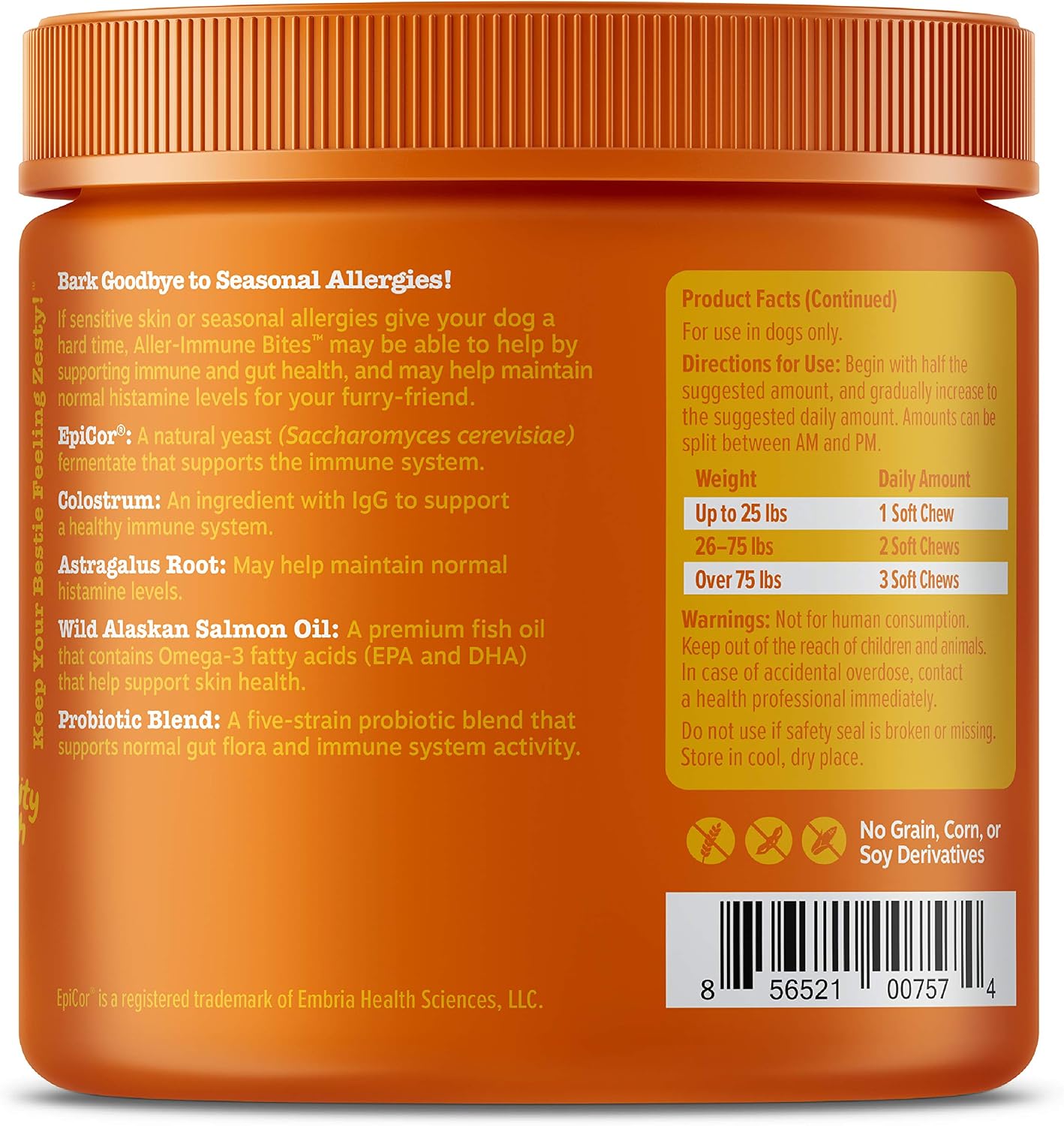 Zesty Paws Aller-Immune Bites for Dogs - Lamb Flavour - Omega 3 & EpiCor - 90 Count (4-Pack) - görsel 5