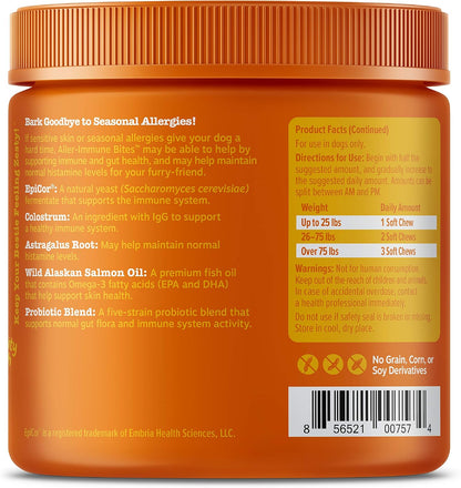 Zesty Paws Aller-Immune Bites for Dogs - Lamb Flavour - Omega 3 & EpiCor - 90 Count (4-Pack)