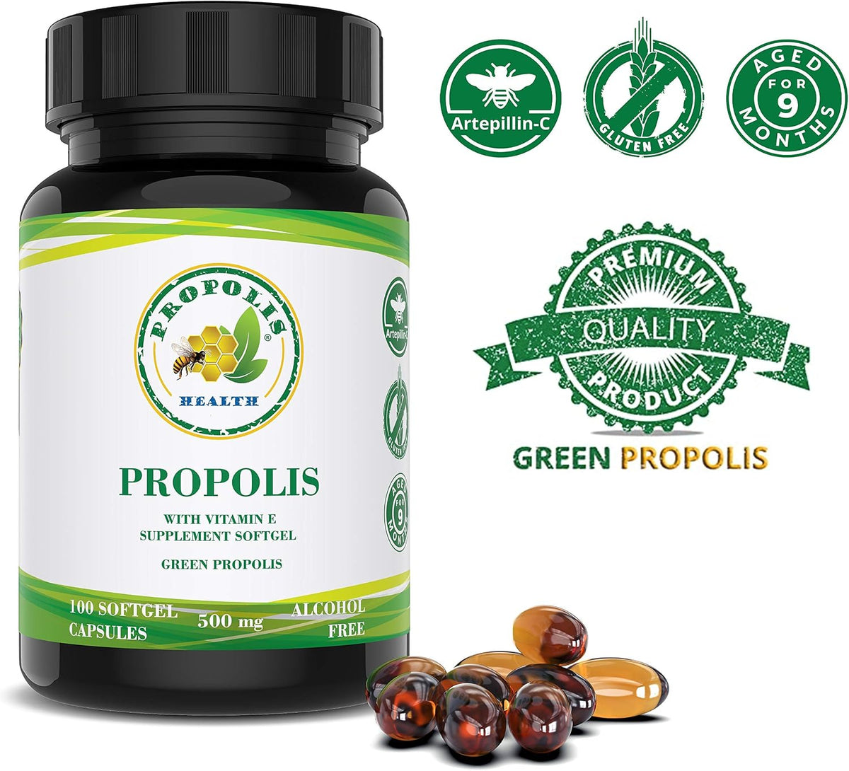 Propolis Health Propolis Capsules 1000mg with Vitamin E – 100 Capsules - görsel 8