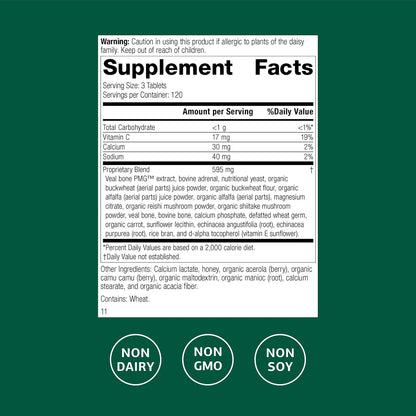 Standard Process Cataplex C - Supports Immune & Bone Health - Aids Healthy Skin & Connective Tissue - Includes Antioxidant Vitamin C - Non-Dairy & Non-Soy - 360 Tablets