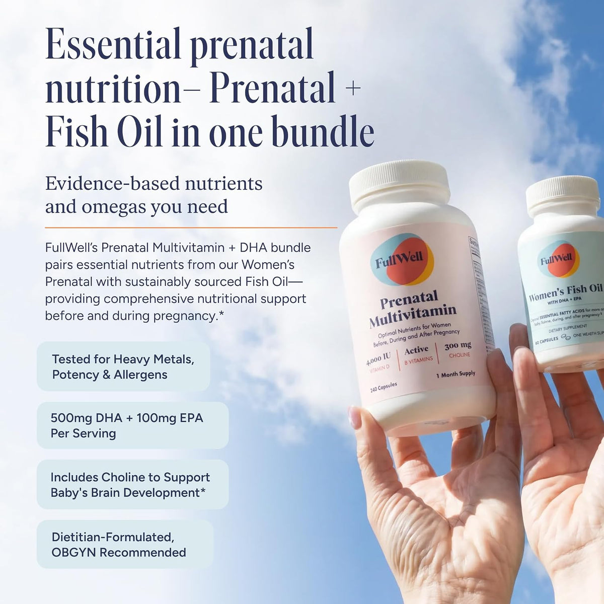 FullWell Women's Prenatal Essentials - Multivitamin & Fish Oil Supplement - görsel 2