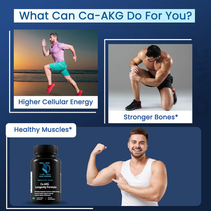 Global Natural Healing Supplements Ca-AKG Alpha Ketoglutarate, 1000 mg, 60 Vegan Capsules