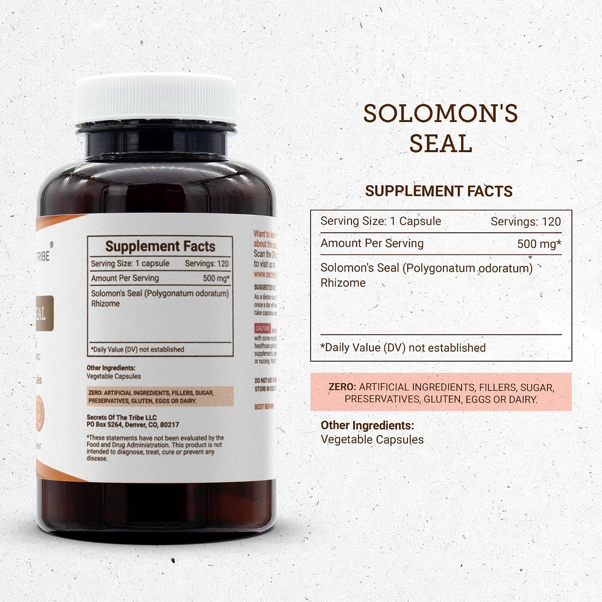 Secrets of the Tribe Solomon's Seal – 500 mg, 120 Capsules, Wildcrafted Dried Rhizome - görsel 3