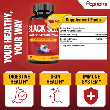 Pure Black Seed Powder Capsules 750mg – 90 Capsules