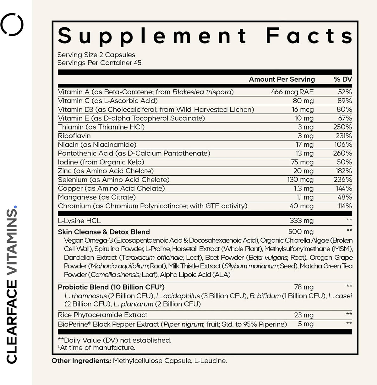 Codeage Clearface Vitamins+ Skin Supplement – 90 Capsules - görsel 2