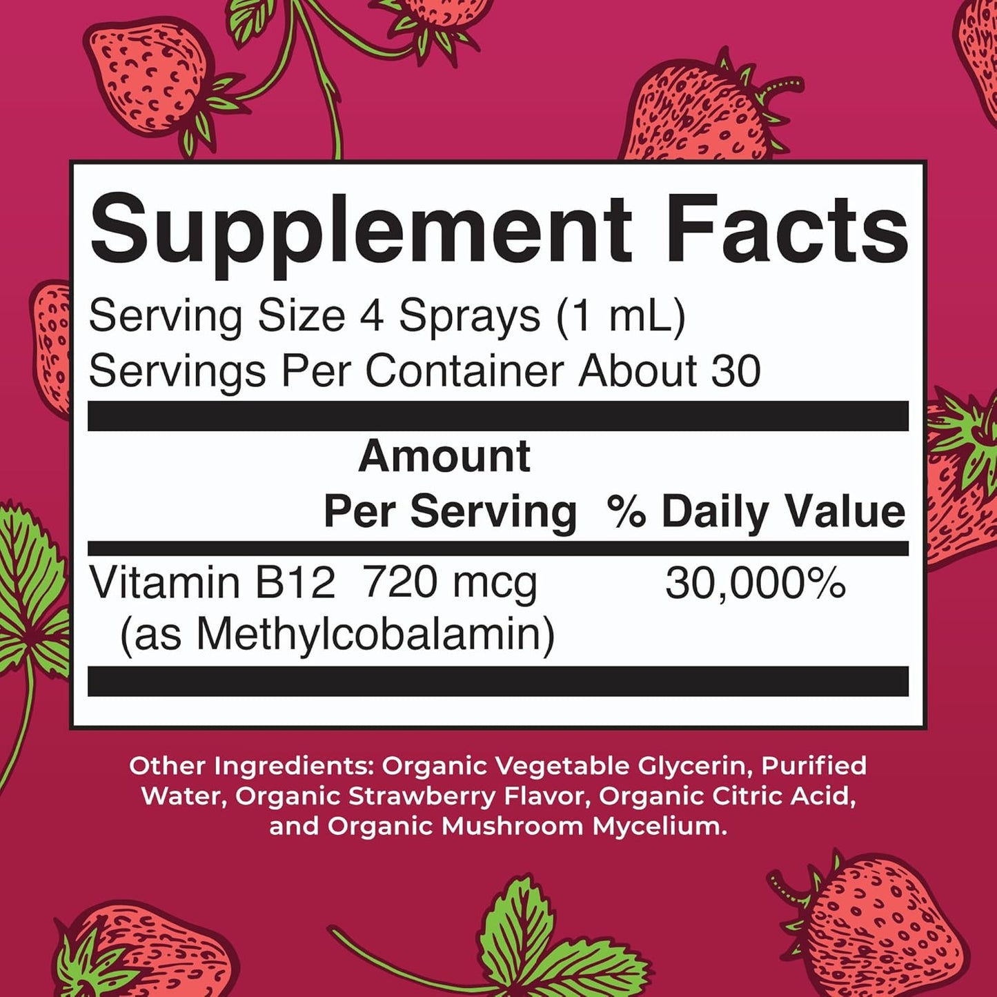 MaryRuth's Vitamin B12 Liquid Spray – USDA Organic, Methylcobalamin, 720 mcg - görsel 2