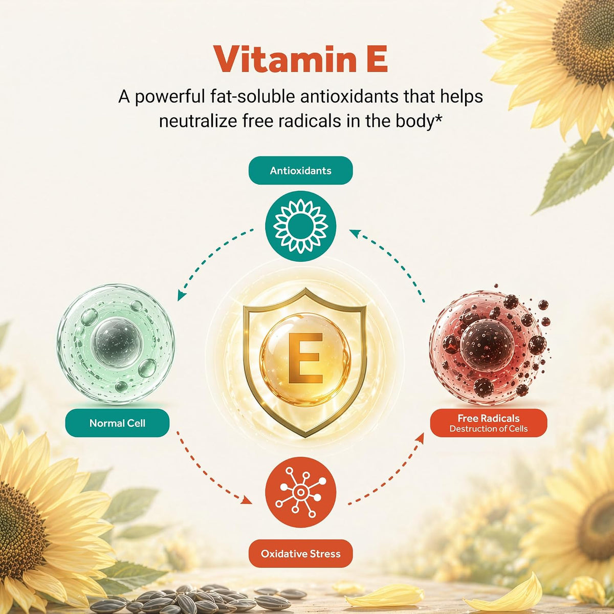Naturalis Sunflower Vitamin E 670mg (1000 IU) with Mixed Tocopherols | Essential Skin Vitamin & Immune Support | Non-GMO, Soya & Gluten-free | 120 Softgels - görsel 6