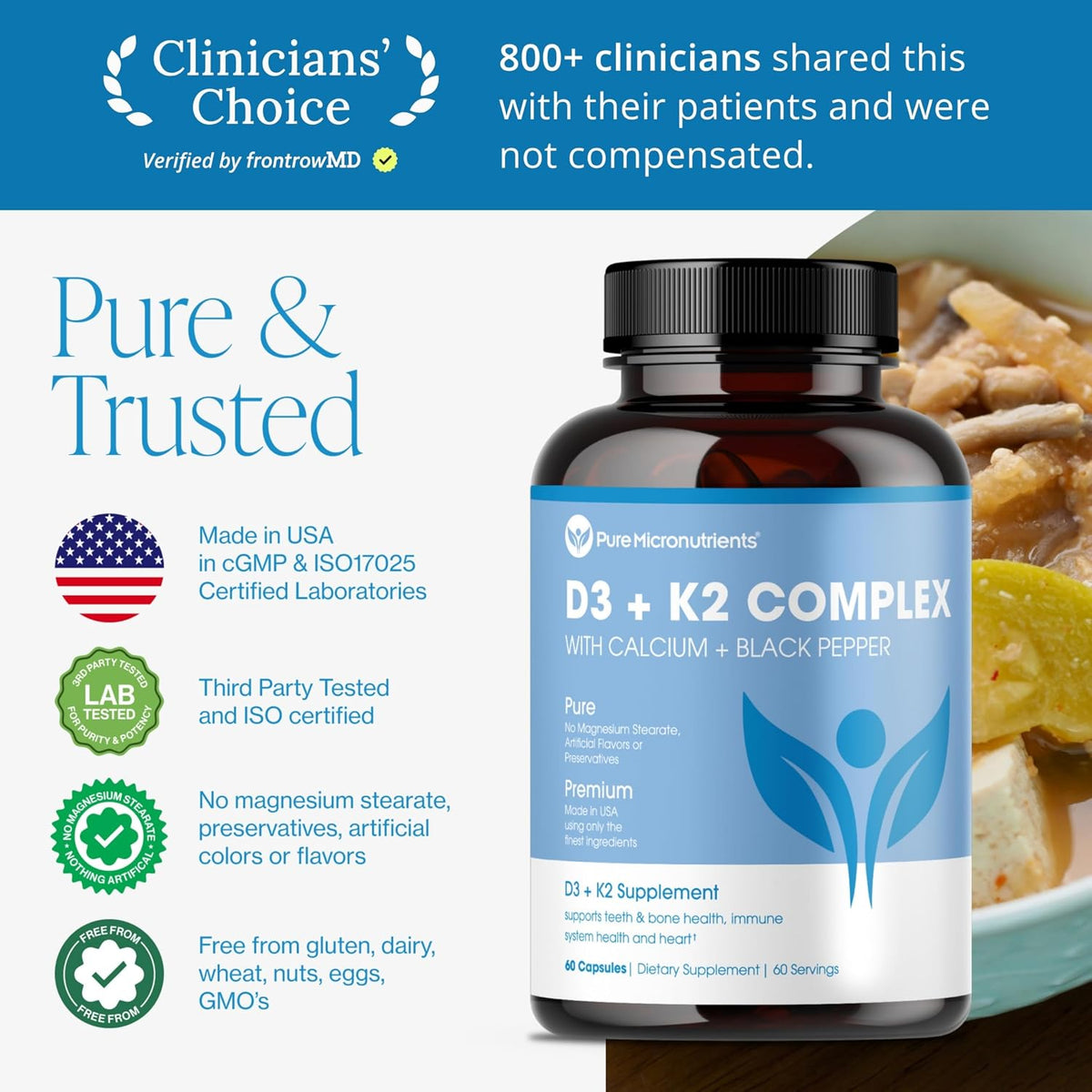 Pure Micronutrients Vitamin D3 K2 Supplement – MK7 100mcg, D3 5000 IU, BioPerine – Vegan Capsules - görsel 7