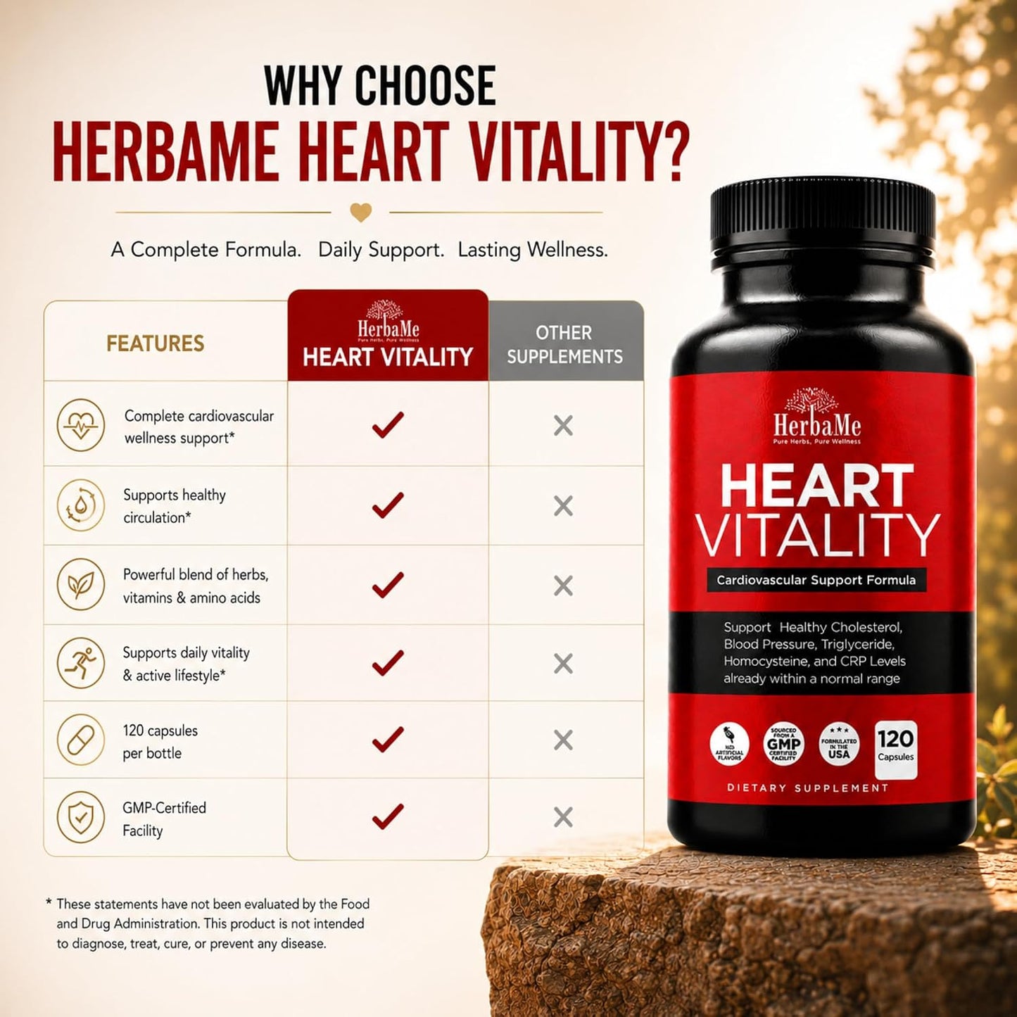 HerbaMe Heart Support Supplement – Daily Heart Wellness & Circulation Support with L-Arginine, Citrulline & CoQ10, 120 Capsules - görsel 4