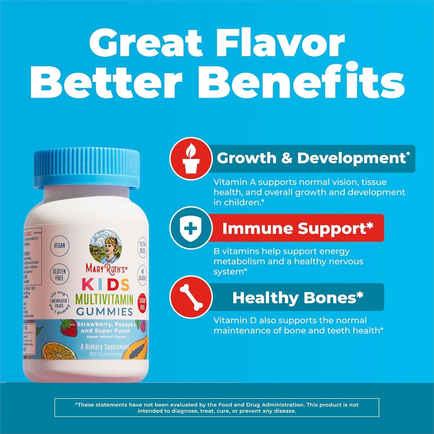 MARYRUTH'S Kids Multivitamin Gummies | Sugar Free | 2 Month Supply | Ages 2+ | Vegan | 60 Count - görsel 5