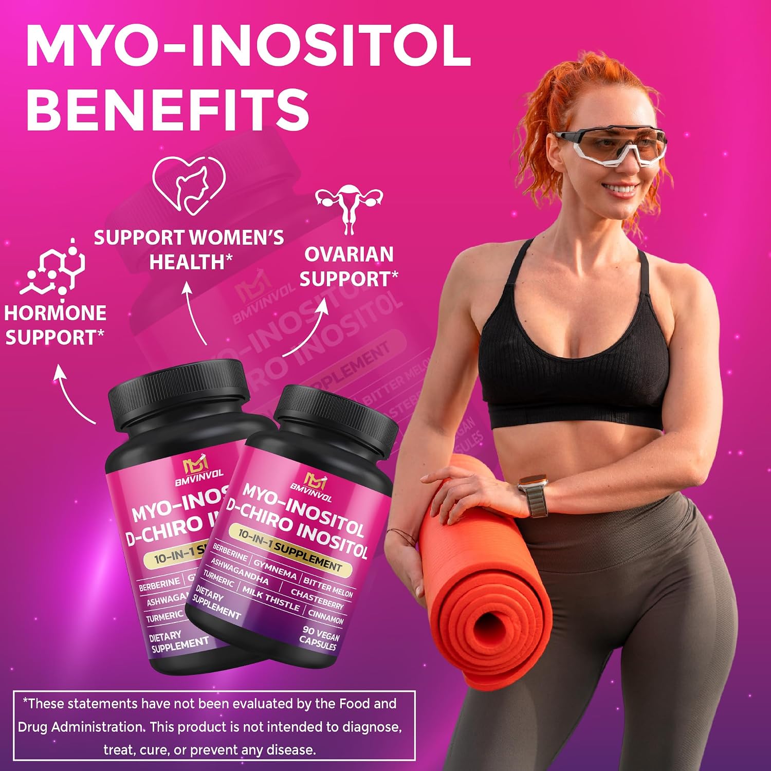 BMVINVOL Inositol Supplement 2 Pack – Myo-Inositol and D-Chiro Inositol 40:1 Ratio with Berberine, Ashwagandha & More – 60 Day Supply - görsel 4