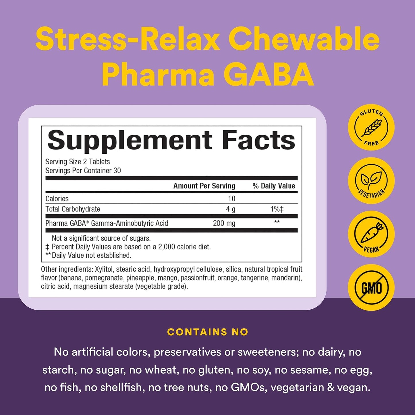 Natural Factors Pharma GABA - Food Supplement for Calm Sleep & Focus - 60 Chewable Tablets - görsel 4