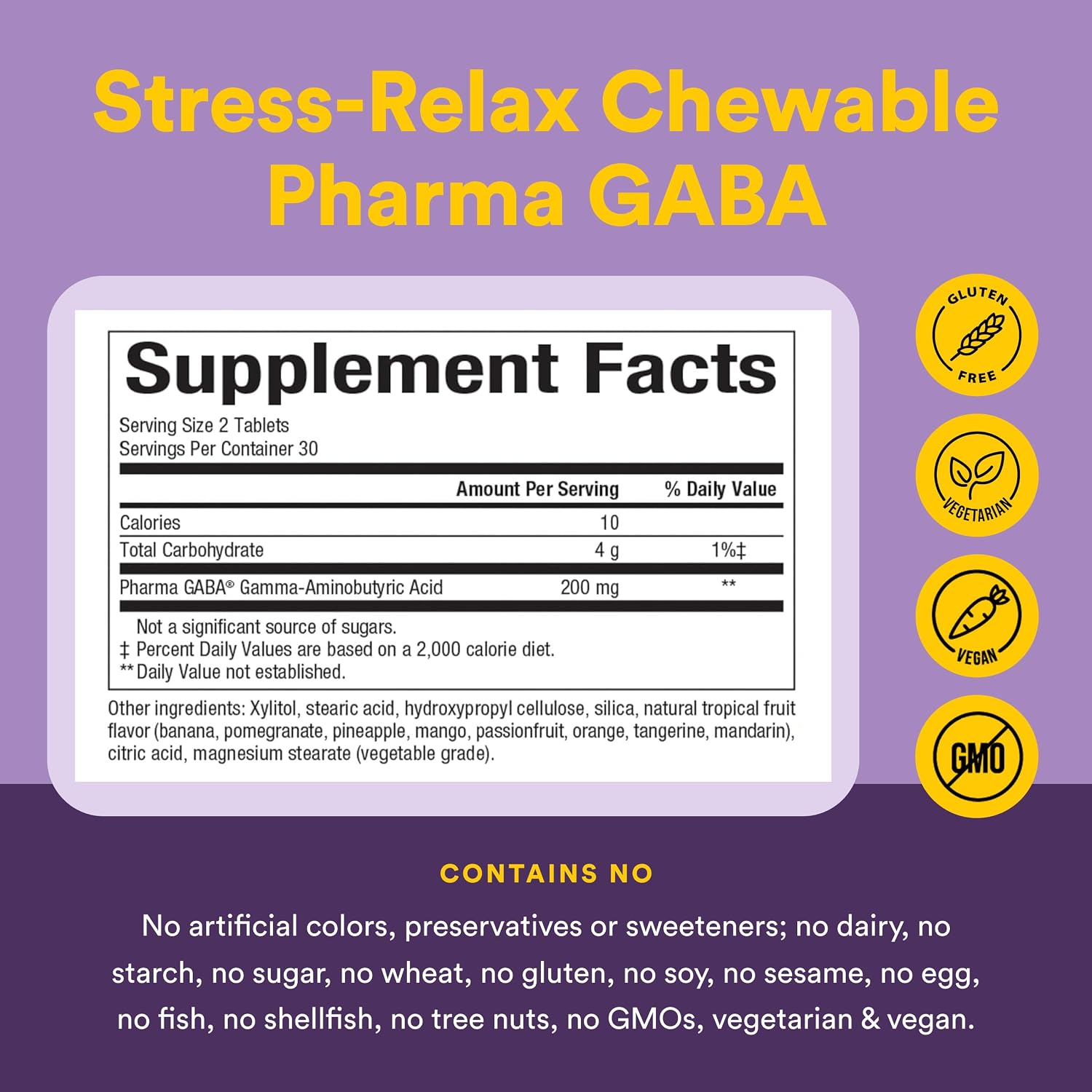 Natural Factors Pharma GABA - Food Supplement for Calm Sleep & Focus - 60 Chewable Tablets - görsel 4