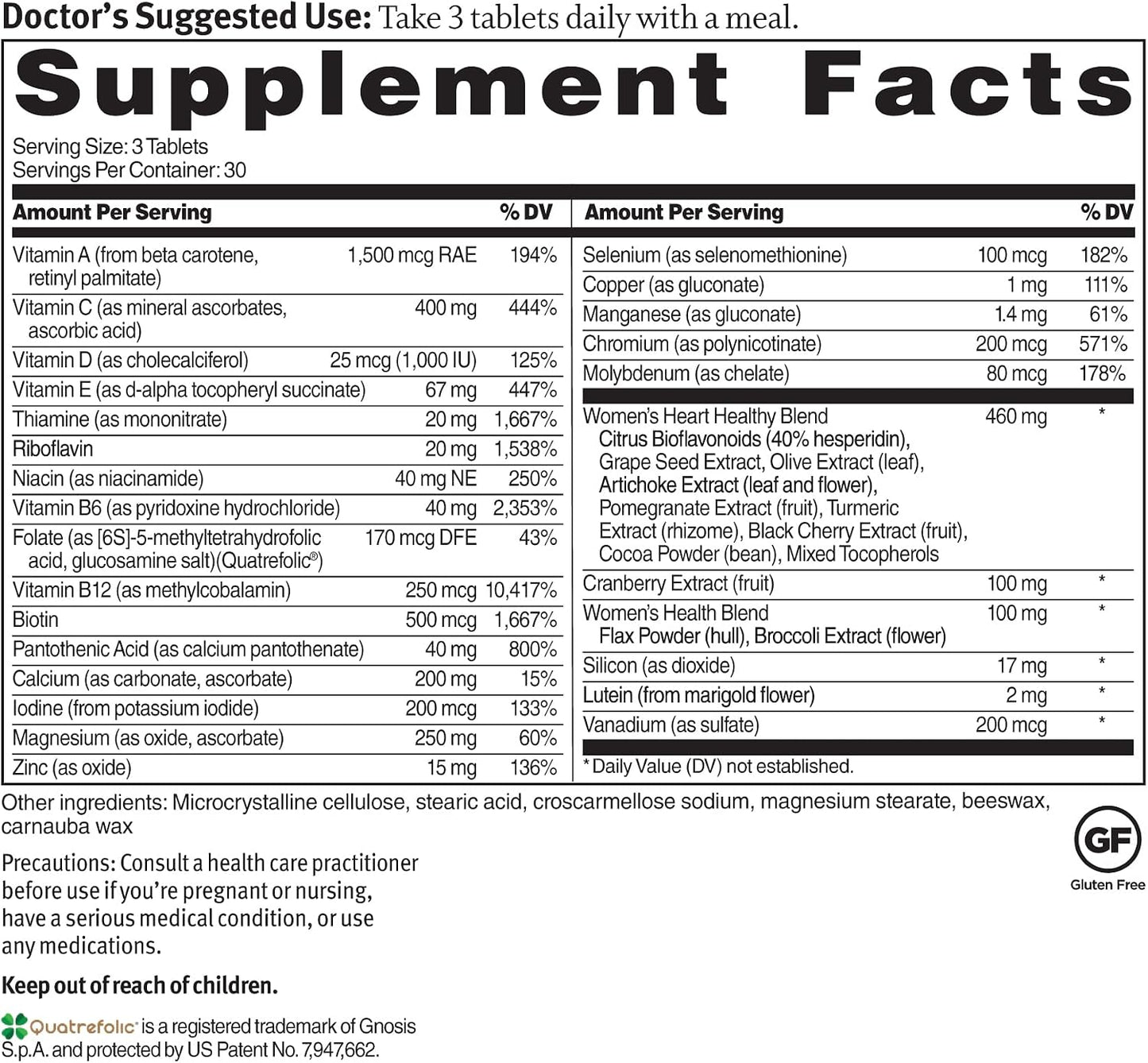 Dr. Sinatra Heart Healthy Multivitamin for Women with Vitamin D 1000 IU, 90 Tablets - görsel 2