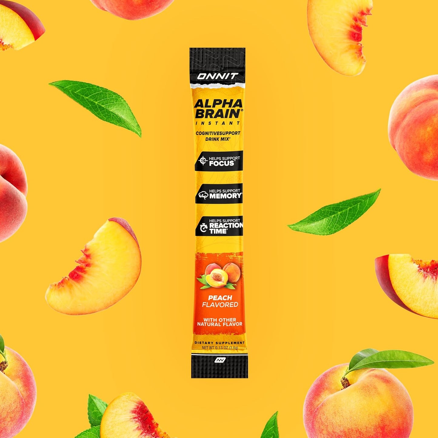 ONNIT Alpha Brain Instant Cognitive Support Drink Mix, Peach Flavour, 30 Sachets - görsel 7