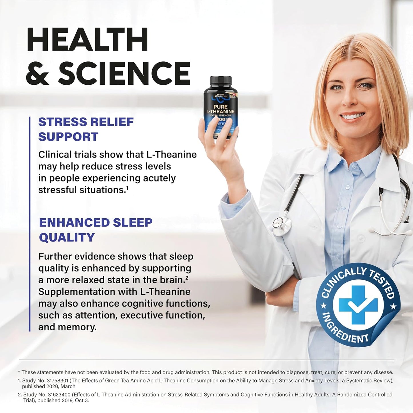 NUTRAHARMONY L-Theanine 400 mg – Calm & Relaxation Support Supplement (240 Vegan Capsules) - görsel 5
