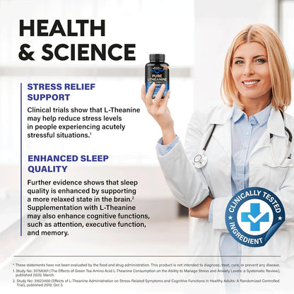 NUTRAHARMONY L-Theanine 400 mg – Calm & Relaxation Support Supplement (240 Vegan Capsules)