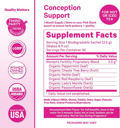 Pink Stork Fertility Bundle for Women – Conception Tea and Prenatal Vitamin Support with Inositol, Vitex, Folate and Ashwagandha – Supports Hormone Balance, Cycle Health and Preconception Wellness